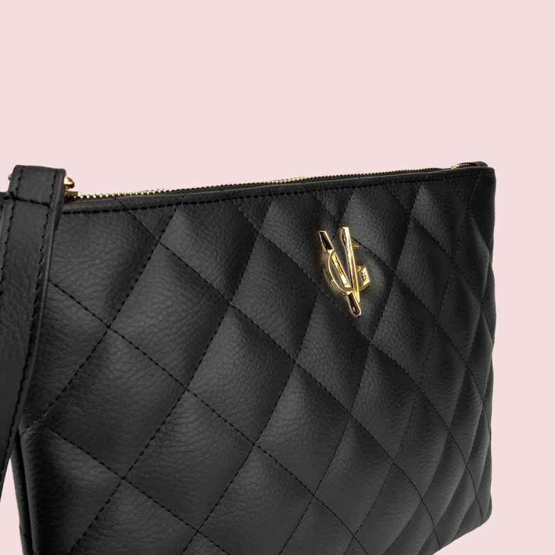 VG black quilted clutch