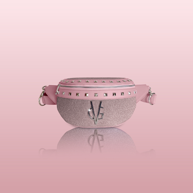 VG Marsupio rosa borchie & micro glitter