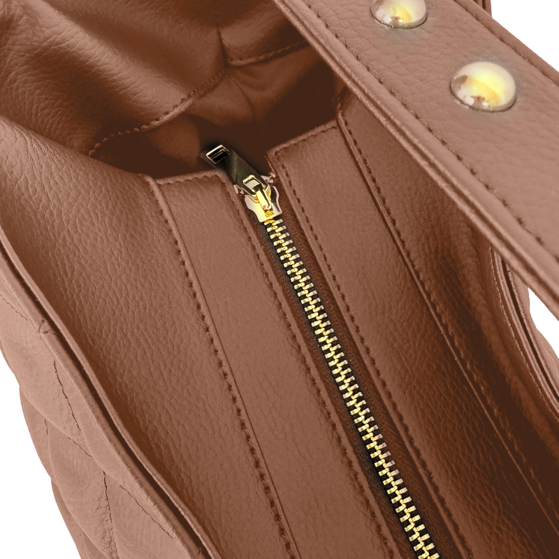 VG  Shopper bag trapuntata cuoio & borchie