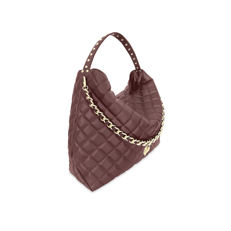 VG  Shopper bag trapuntata cioccolato & borchie