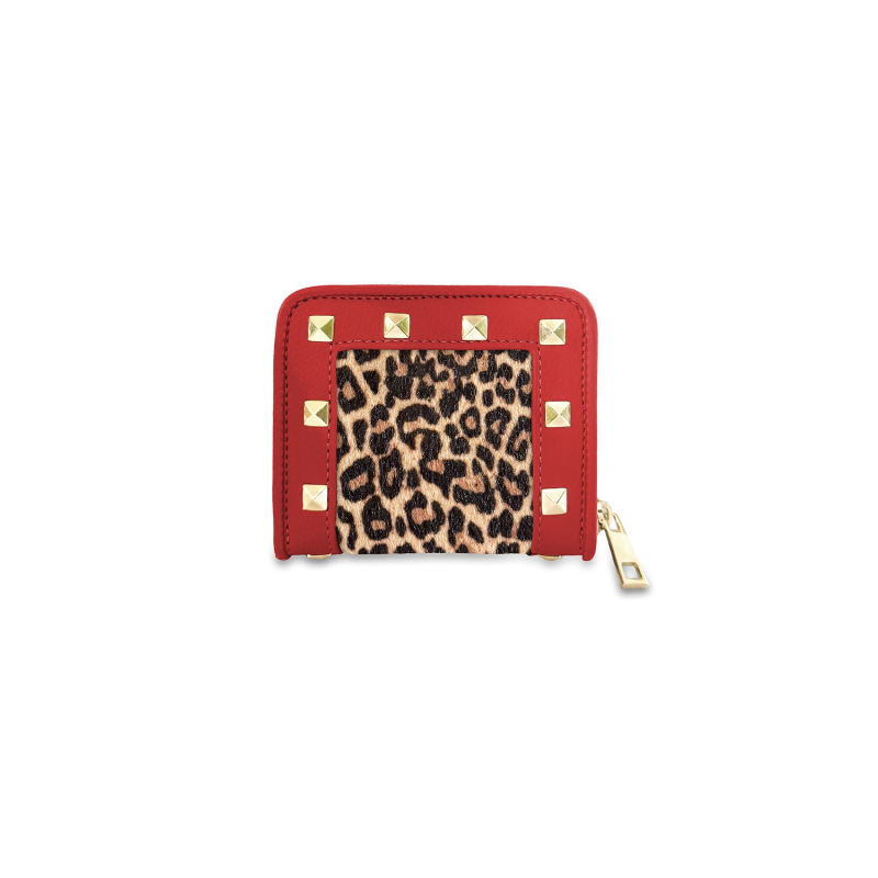 Wonderful Christmas -  Portafoglio quadrato rosso saffiano & leopardo