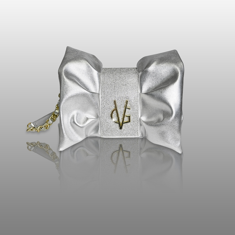 VG WHITE CHRISTMAS - Borsa fiocco argento & cristalli