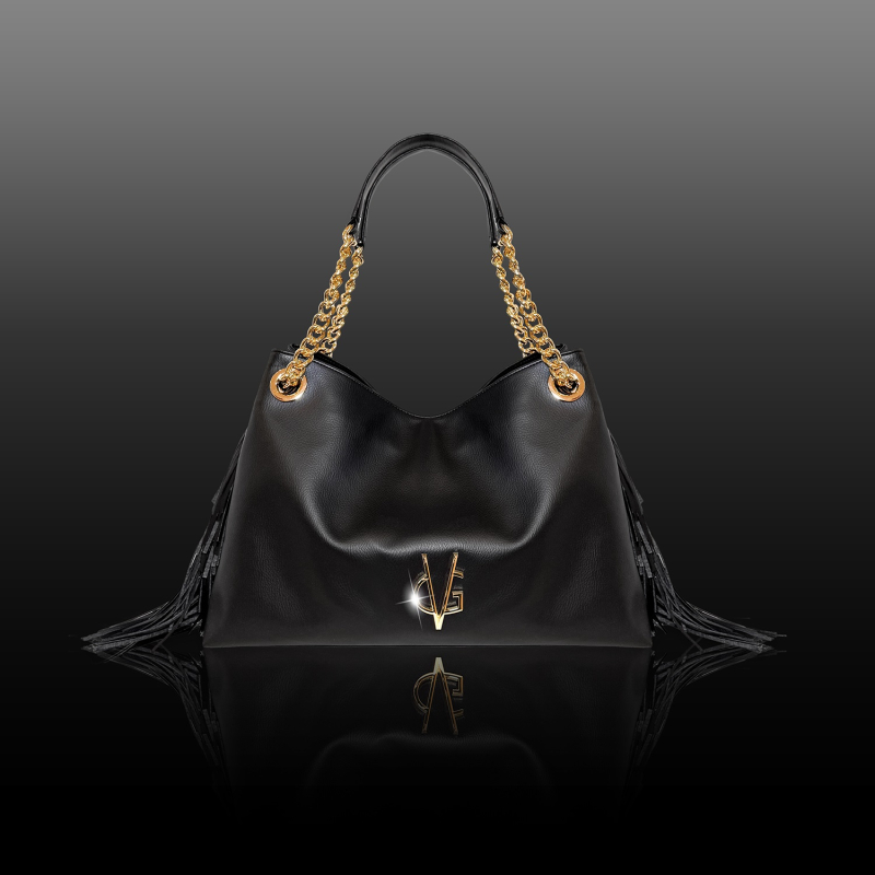 VG Shopper media nera con frange