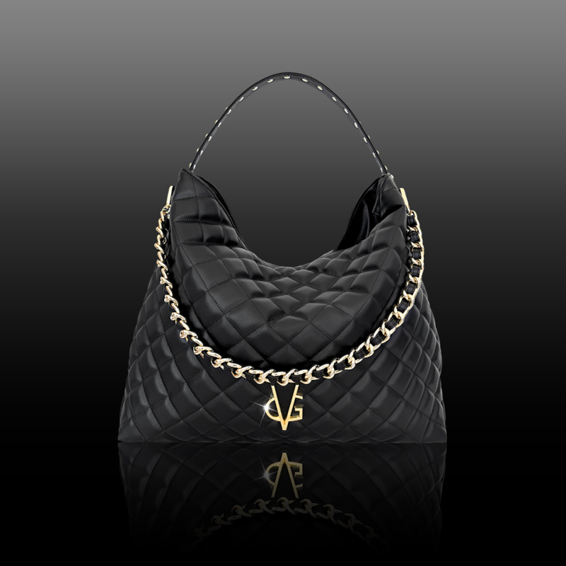 VG  Shopper bag trapuntata nera & borchie