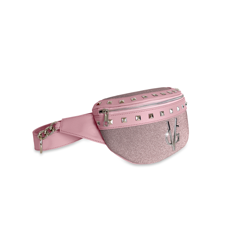 VG Marsupio rosa borchie & micro glitter