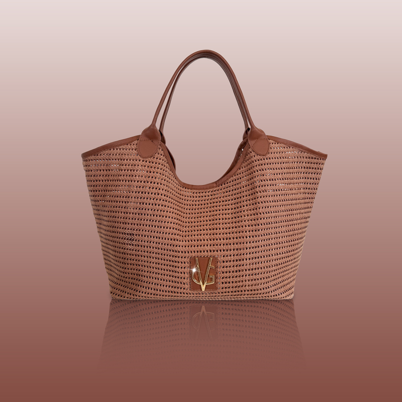 VG Shopper rafia cuoio