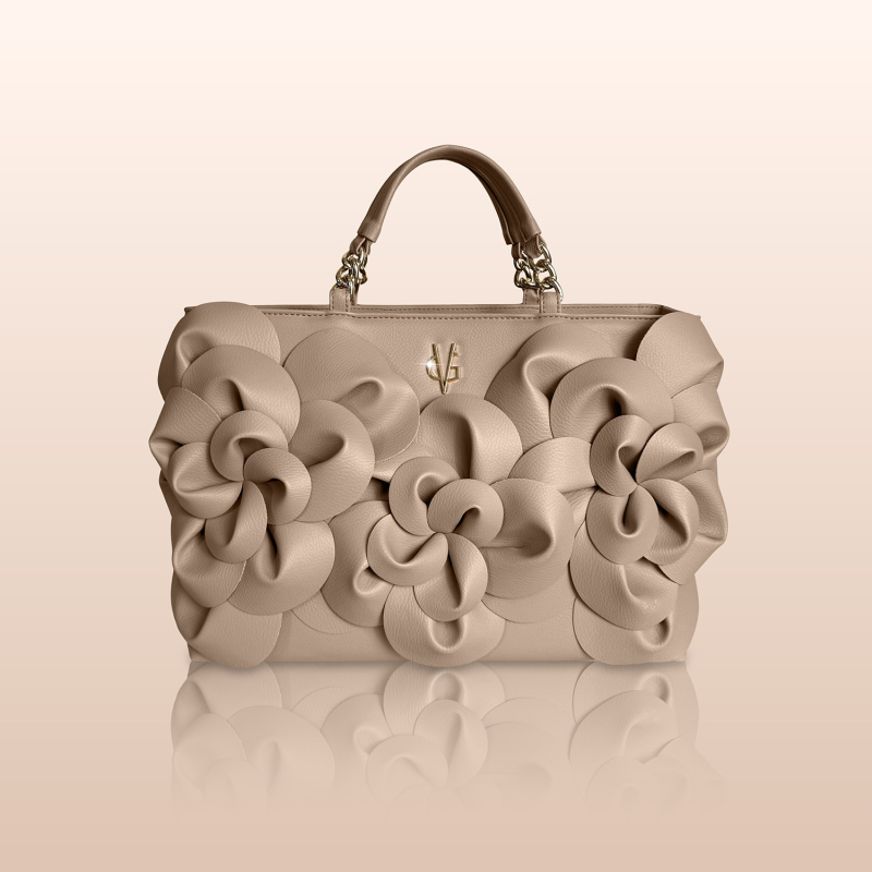 VG Borsa Camelia grande cipria scuro couture
