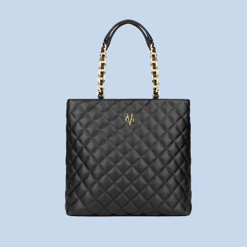 VG black quilted shopping bag