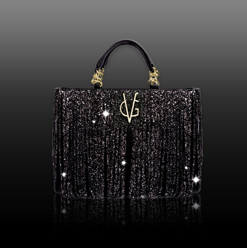 VG10 Borsa nera & frange glitter