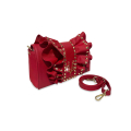 Wonderful Christmas -  Borsa a tracolla rossa  saffiano con rouches & borchie