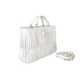 VG 10 Borsa bianco camelia con frange