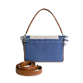 VG SHINE YOUR SUMMER - Borsa media jeans cuoio frange & cristalli