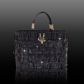 VG CRYSTAL CHARLESTON- large black handbag and crystal fringes