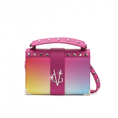 VG Fucsia handbag rainbow print & studs