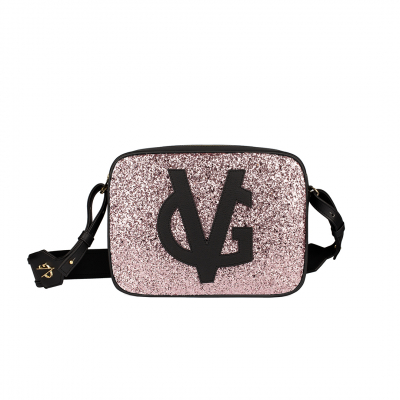 VG black shoulder big bag & light pink glitter