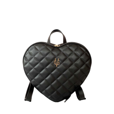 Vg black heart quilted backpack