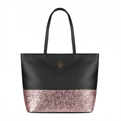VG black shopping bag & light pink glitter
