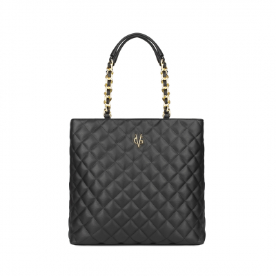 VG black quilted shopping bag
