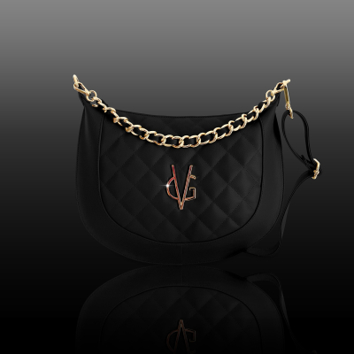 VG borsa mezzaluna nera con catena