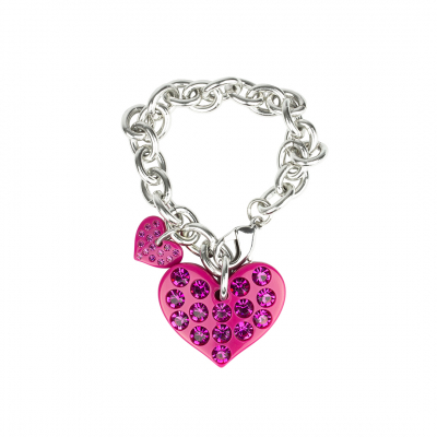 ❤️VG bracelet with fuchsia hearts and fuchsia crystals