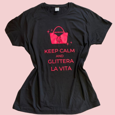 VG T-shirt Glittera la vita nera- taglia unica L