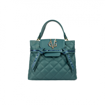 VG small quilted teal tote bag & teal glitter