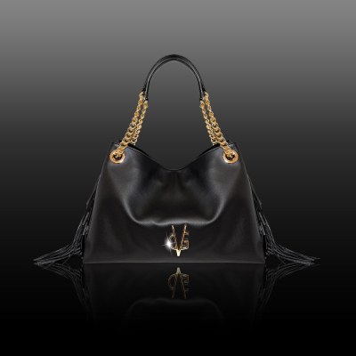 VG Shopper media nera con frange