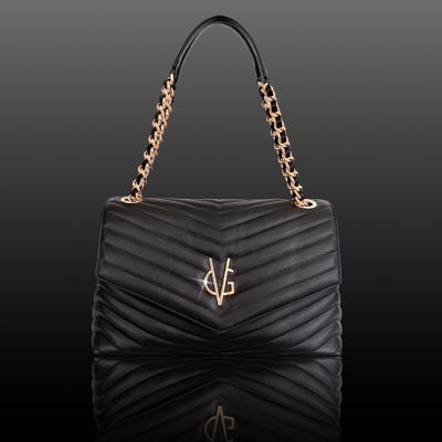 VG VBAG -Borsa grande nera trapunta a V