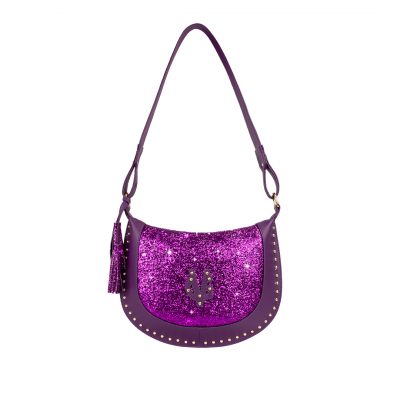 VG glitter violet half-moon bag