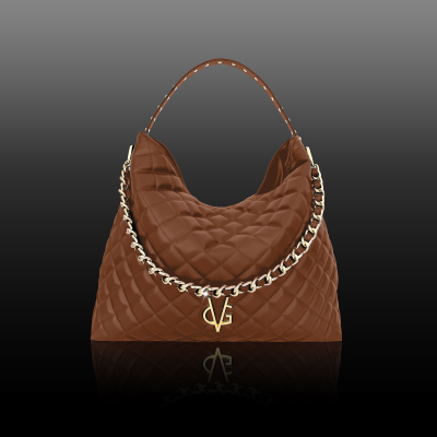 VG  Shopper bag trapuntata cuoio & borchie