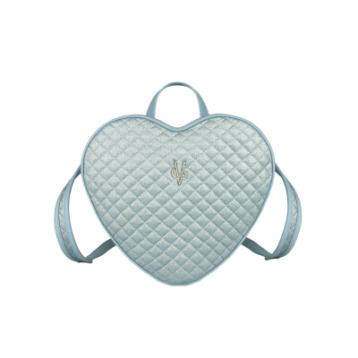 VG light blue quilted thin glitter heart backpack