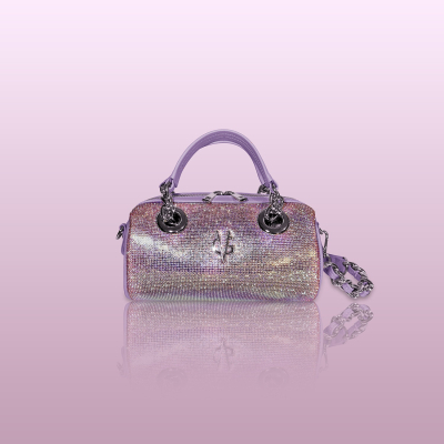 VG Luxury - Borsa Mini Bowling lavanda & cristalli