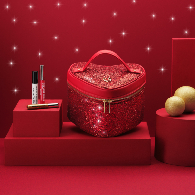 ❤️VG Beauty case a cuore glitter rosso & Makeup LAYLA