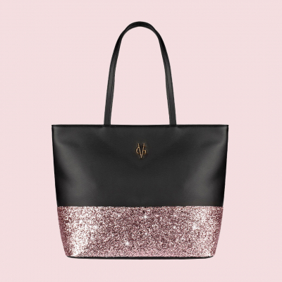 VG shopping nera & glitter rosa cipria