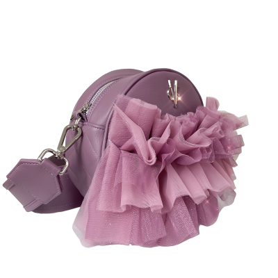 VG Small round mauve bag & tulle glitter