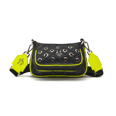 VG-Double trouble fluo edition-Black & Yellow Shoulder Bags