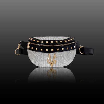 VG Marsupio nero, borchie & cristalli crystal