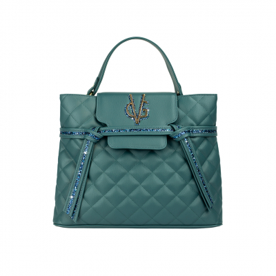 VG large quilted teal tote bag & teal glitter
